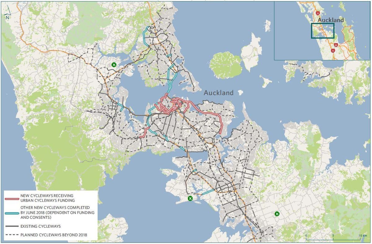 karta över cykelvägen Auckland karta