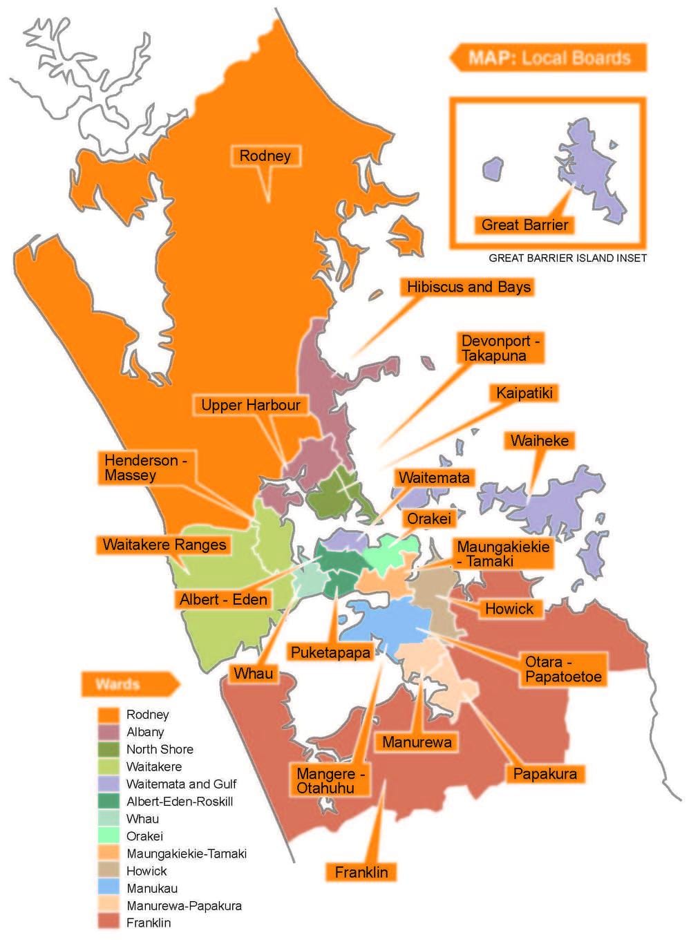 Auckland rådet gränser karta