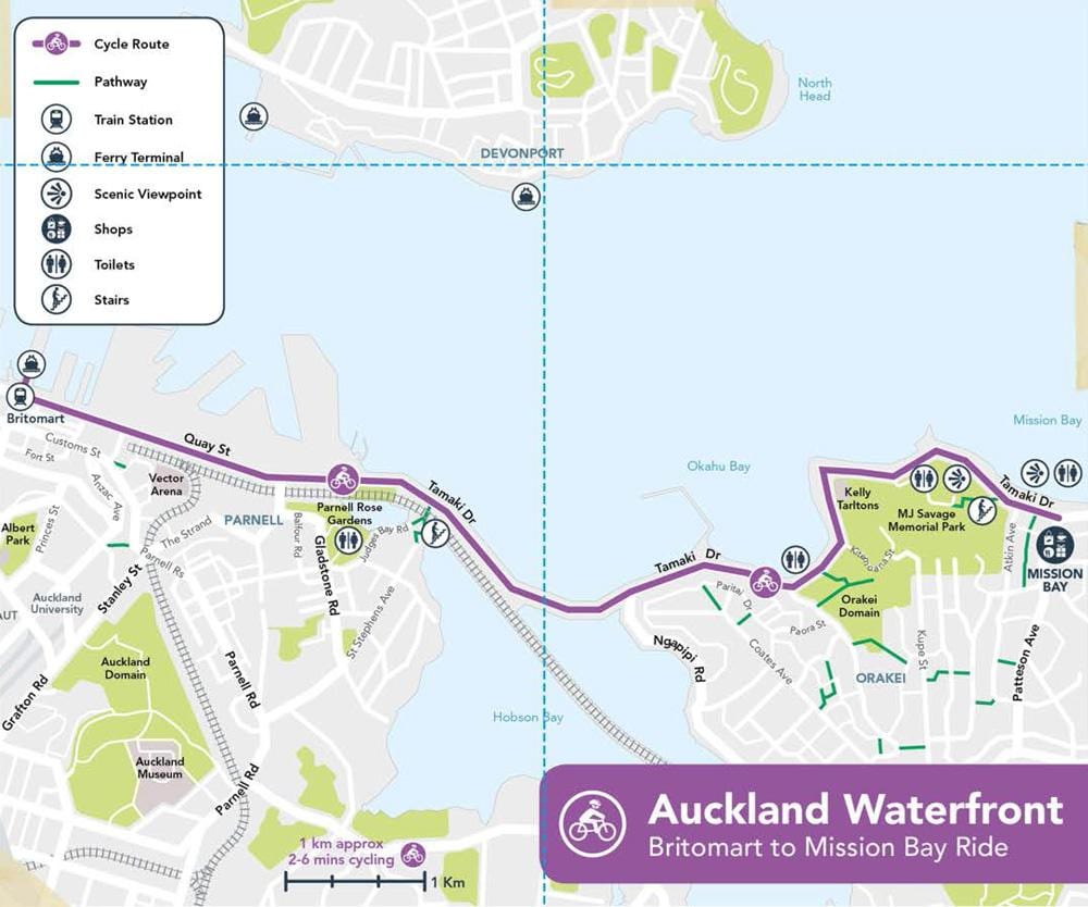 rosa cykelvägen Auckland karta