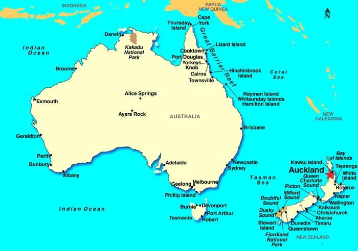 Auckland i världen karta