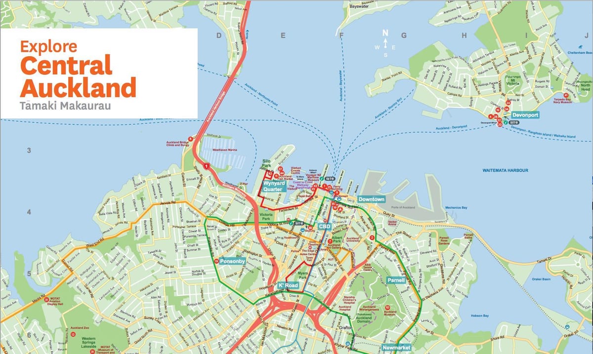 karta över Parnell, Auckland