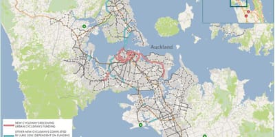 Karta över cykelvägen Auckland karta