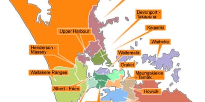 Auckland rådet gränser karta