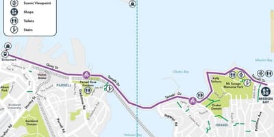 Rosa cykelvägen Auckland karta